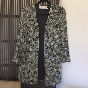 Oleg Cassini black cardigan with silver sequins